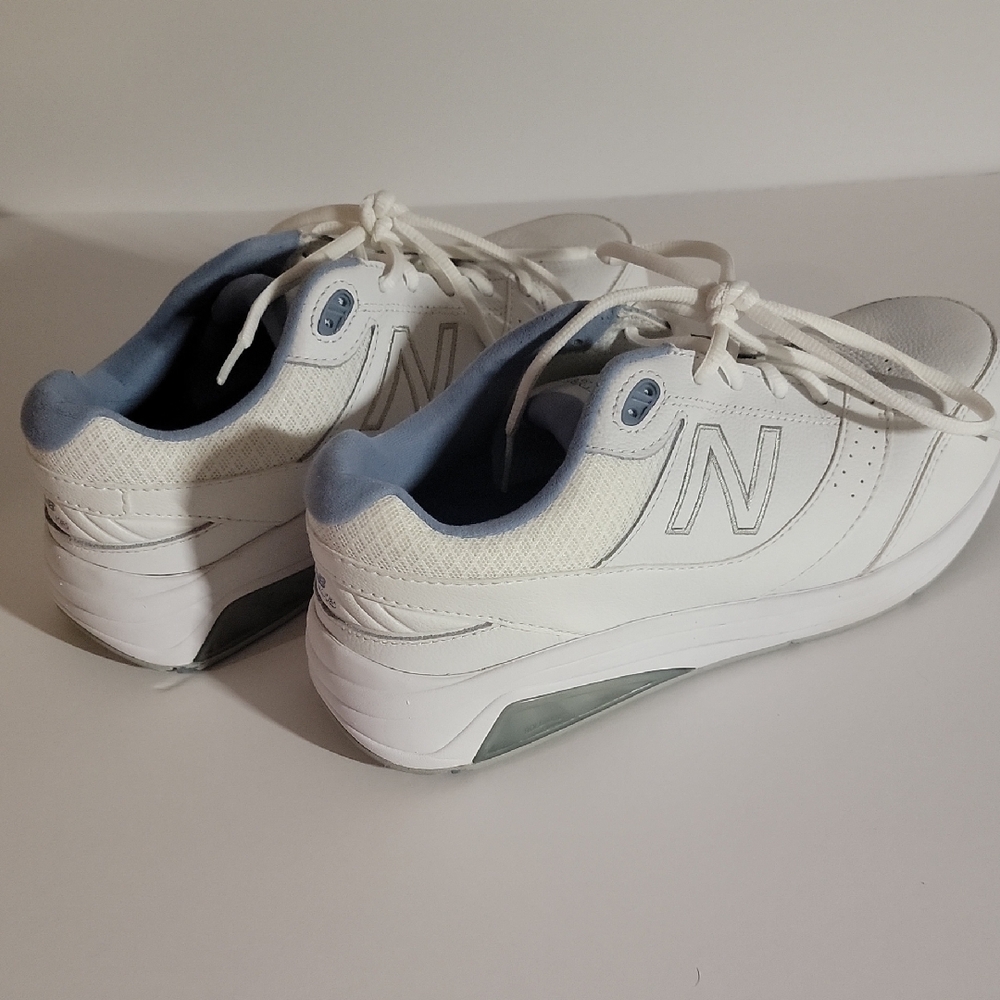 New Balance White Sneakers with Light Blue Details